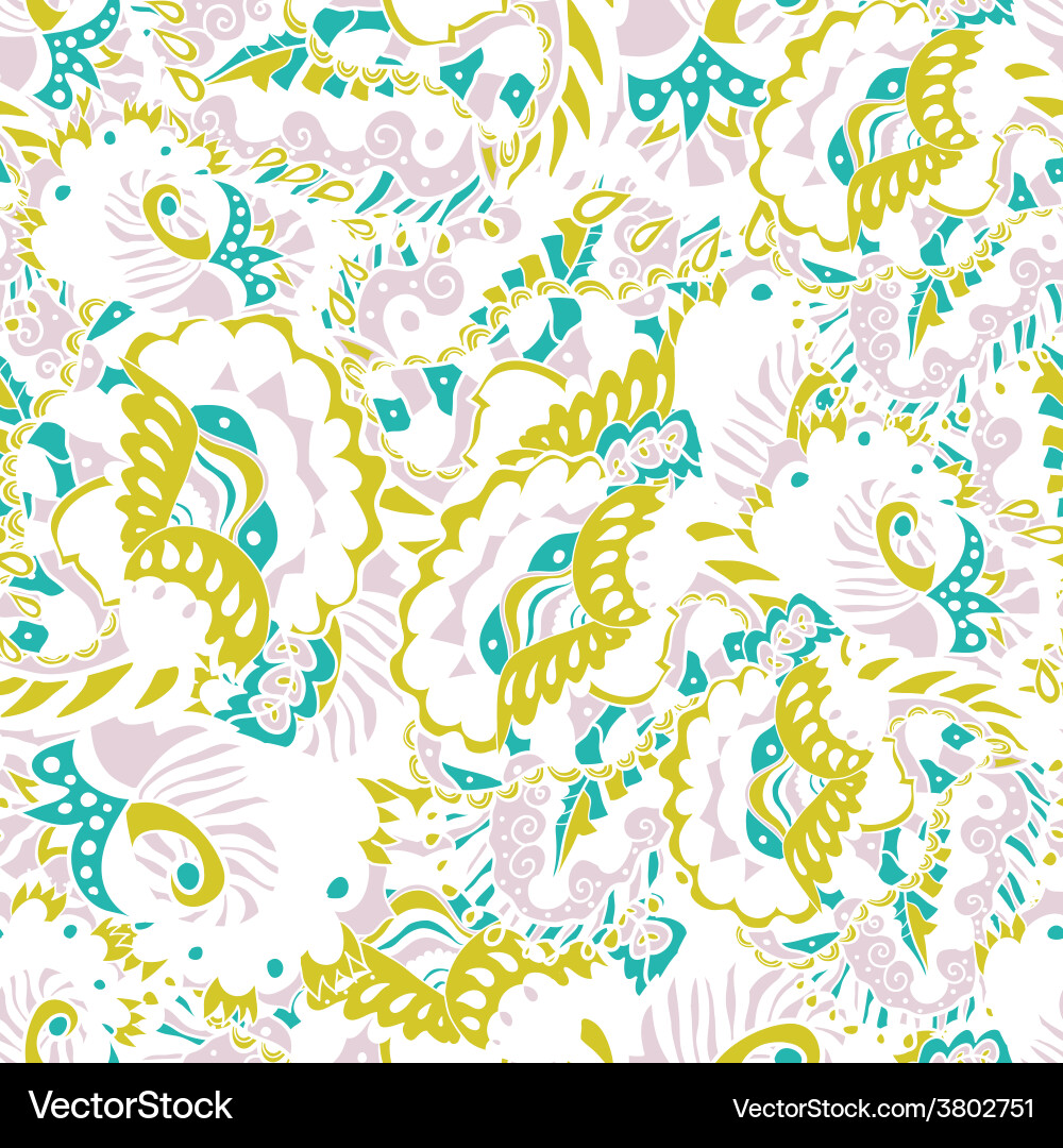 Abstract seamless hand-drawn pattern with leaves Vector Image