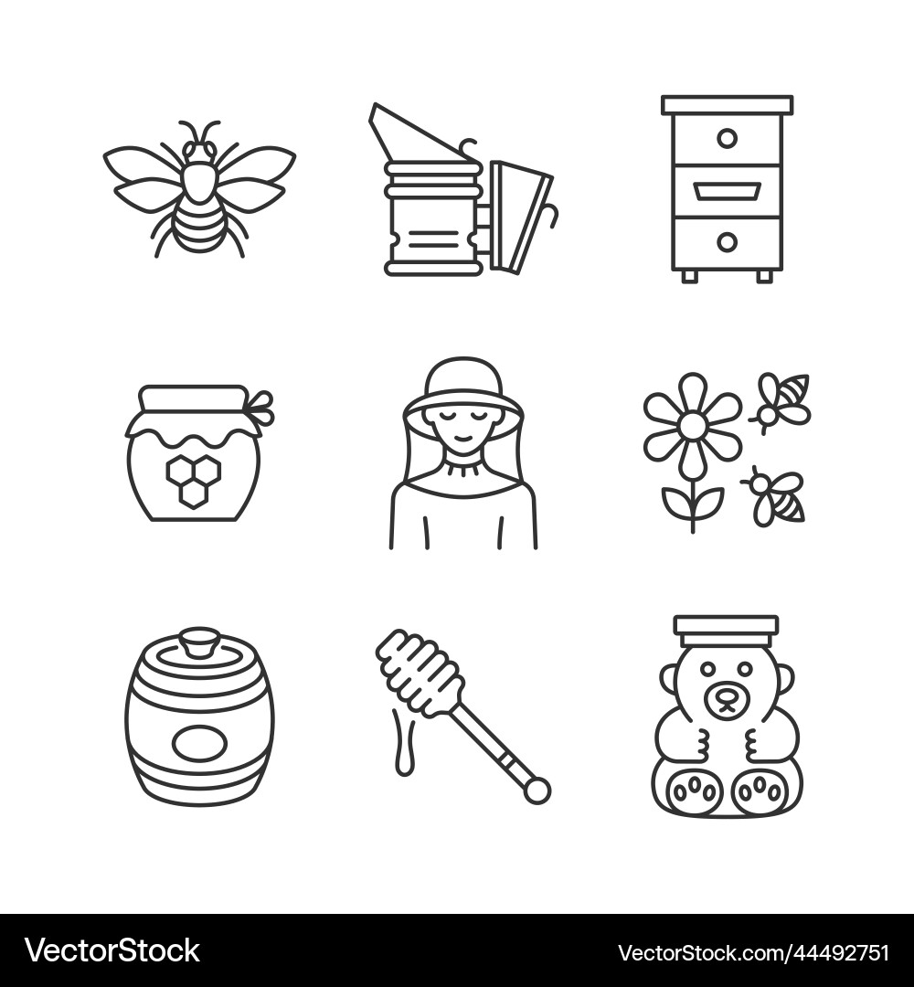 Beekeeping line icon set collection symbol Beekeeping line icon set collection symbol Vector Image