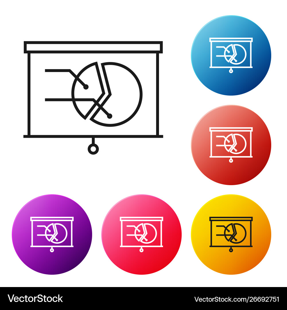 Black line board with graph chart icon isolated Vector Image