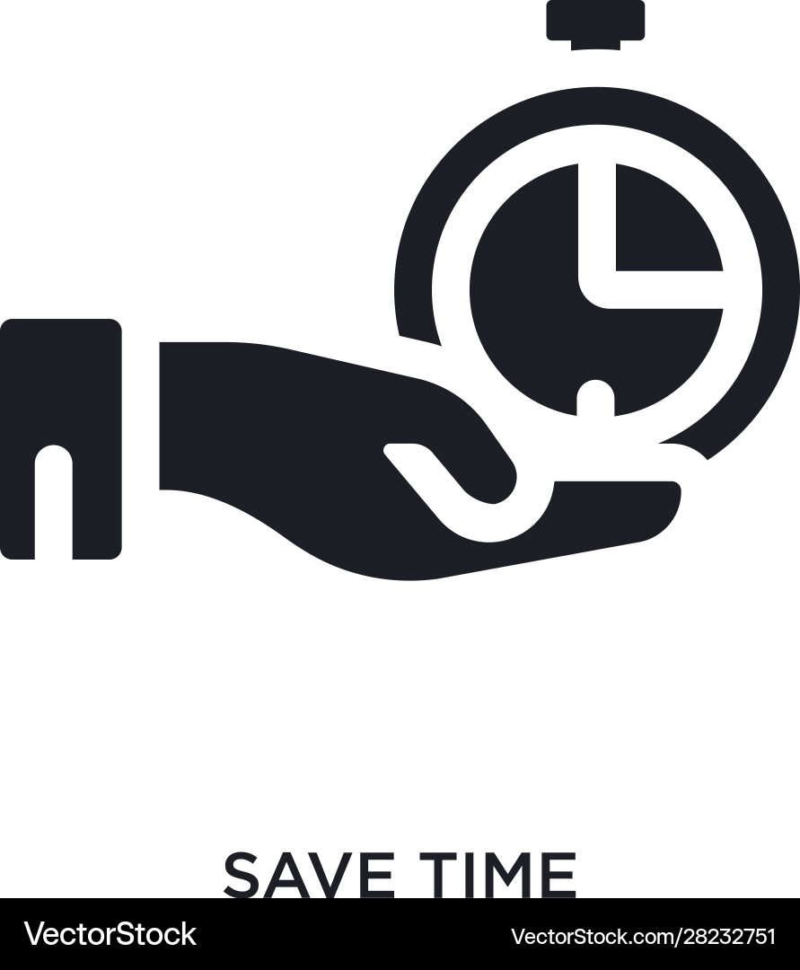 Black save time isolated icon simple element from vector image