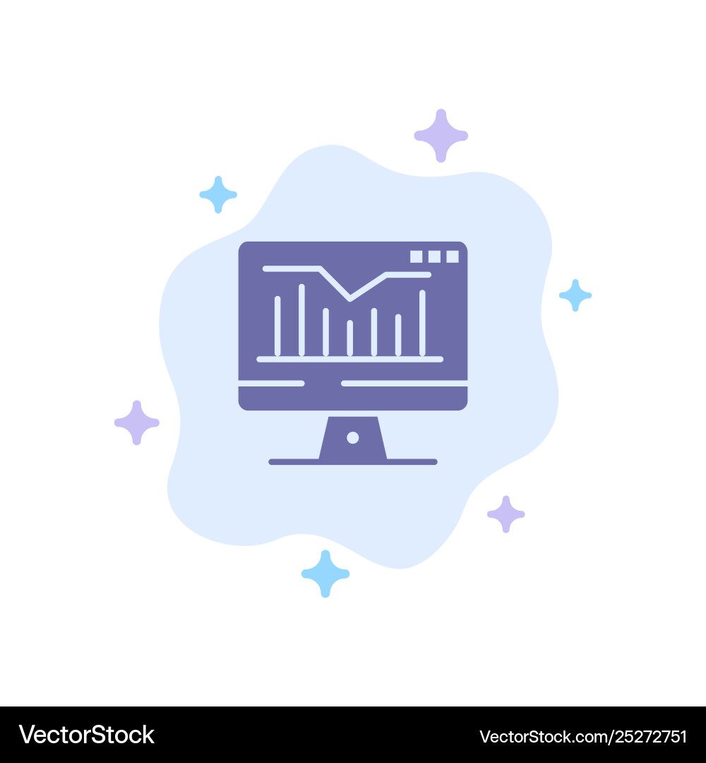 Computer static graph monitor blue icon Vector Image