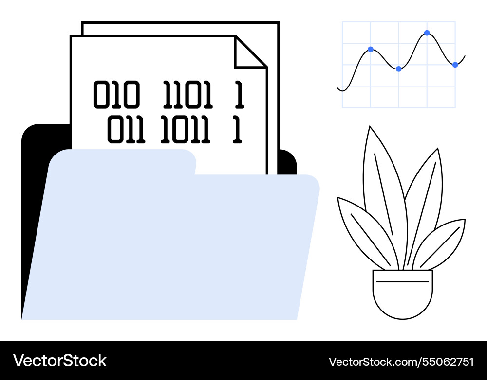 Digital folder with binary code documents Digital folder with binary code documents vector image