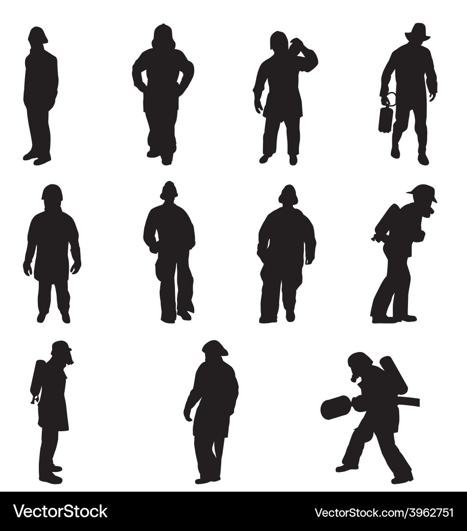 Firefighter silhouettes Royalty Free Vector Image