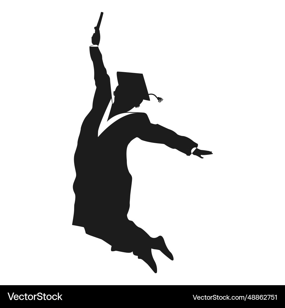 Graduate jumping silhouette Graduate jumping silhouette Vector Image