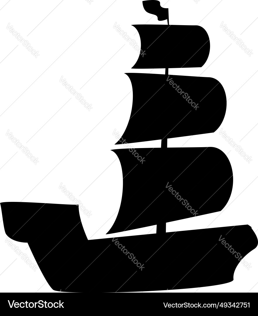 Happy thanksgiving wooden boat sails silhouette Happy thanksgiving wooden boat sails silhouette vector image