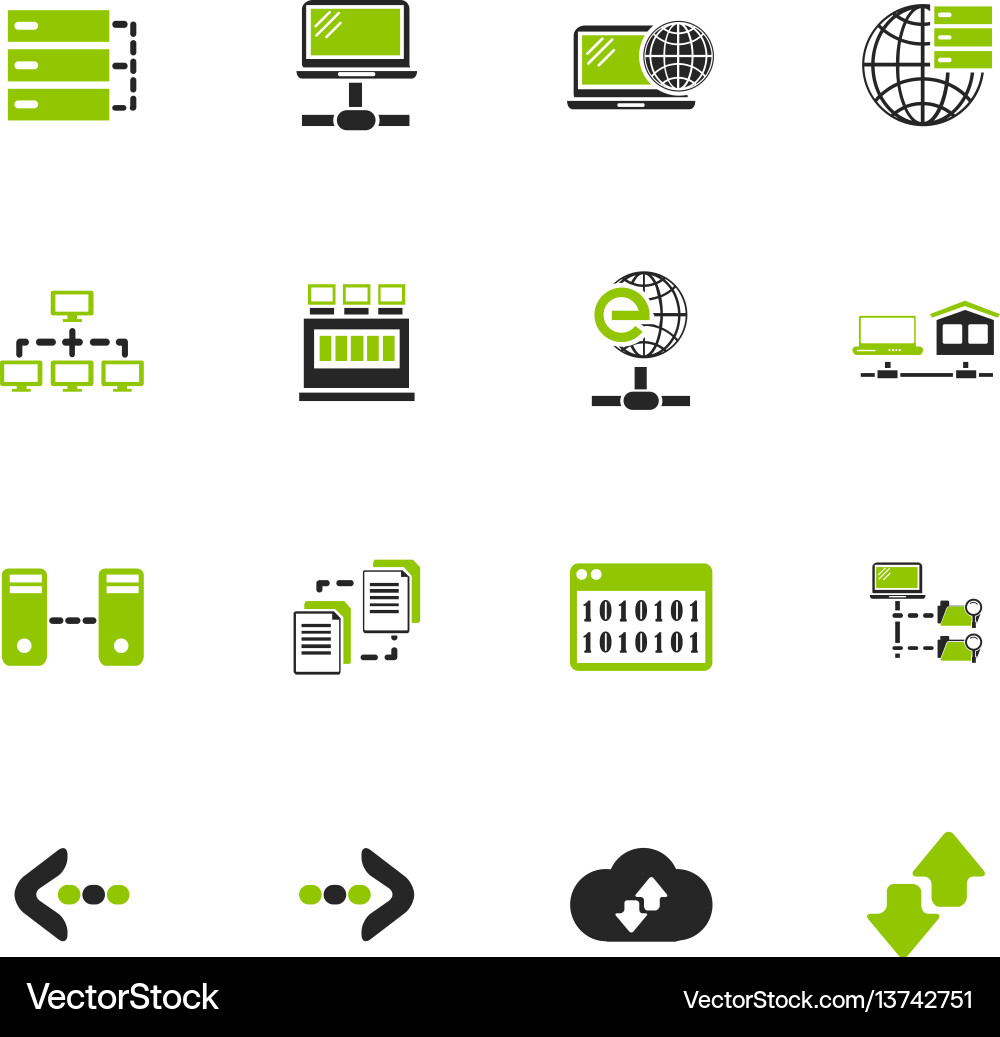 Internet server network icons set Vector Image