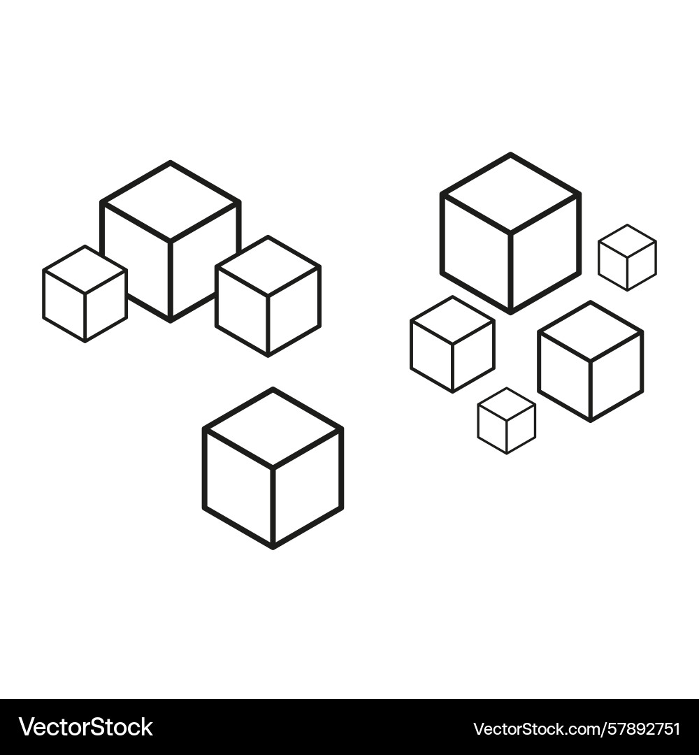 Isometric cube set geometric 3d forms abstract vector image