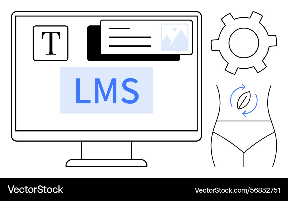 Learning management system interface with content Learning management system interface with content vector image