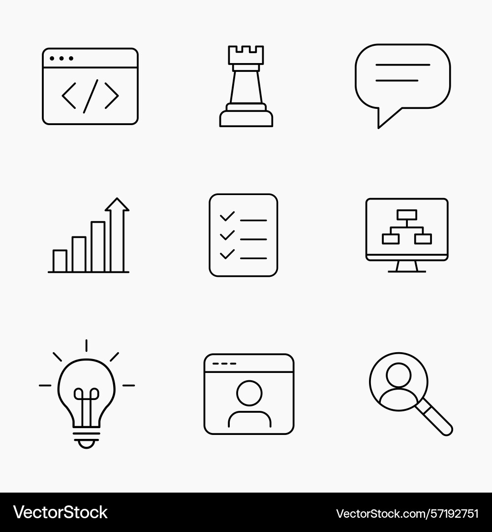 Minimal outline icons set for web development Minimal outline icons set for web development vector image