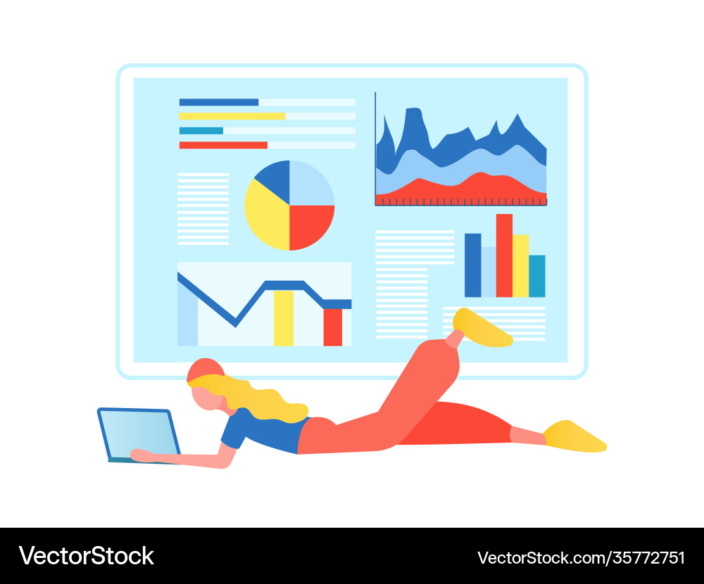 Remote work concept web analytics Remote work concept web analytics vector image