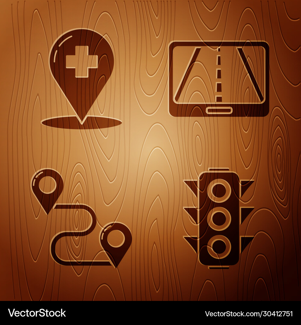 Set traffic light medical map pointer with cross Set traffic light medical map pointer with cross vector image