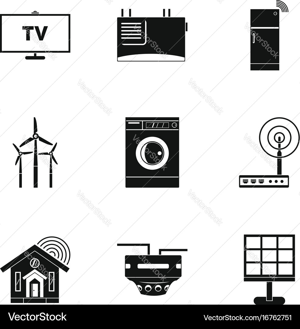 Smart home devices icon set simple style Vector Image