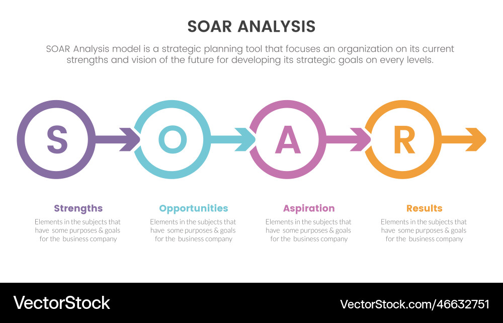 Soar analysis framework infographic with circle Soar analysis framework infographic with circle vector image
