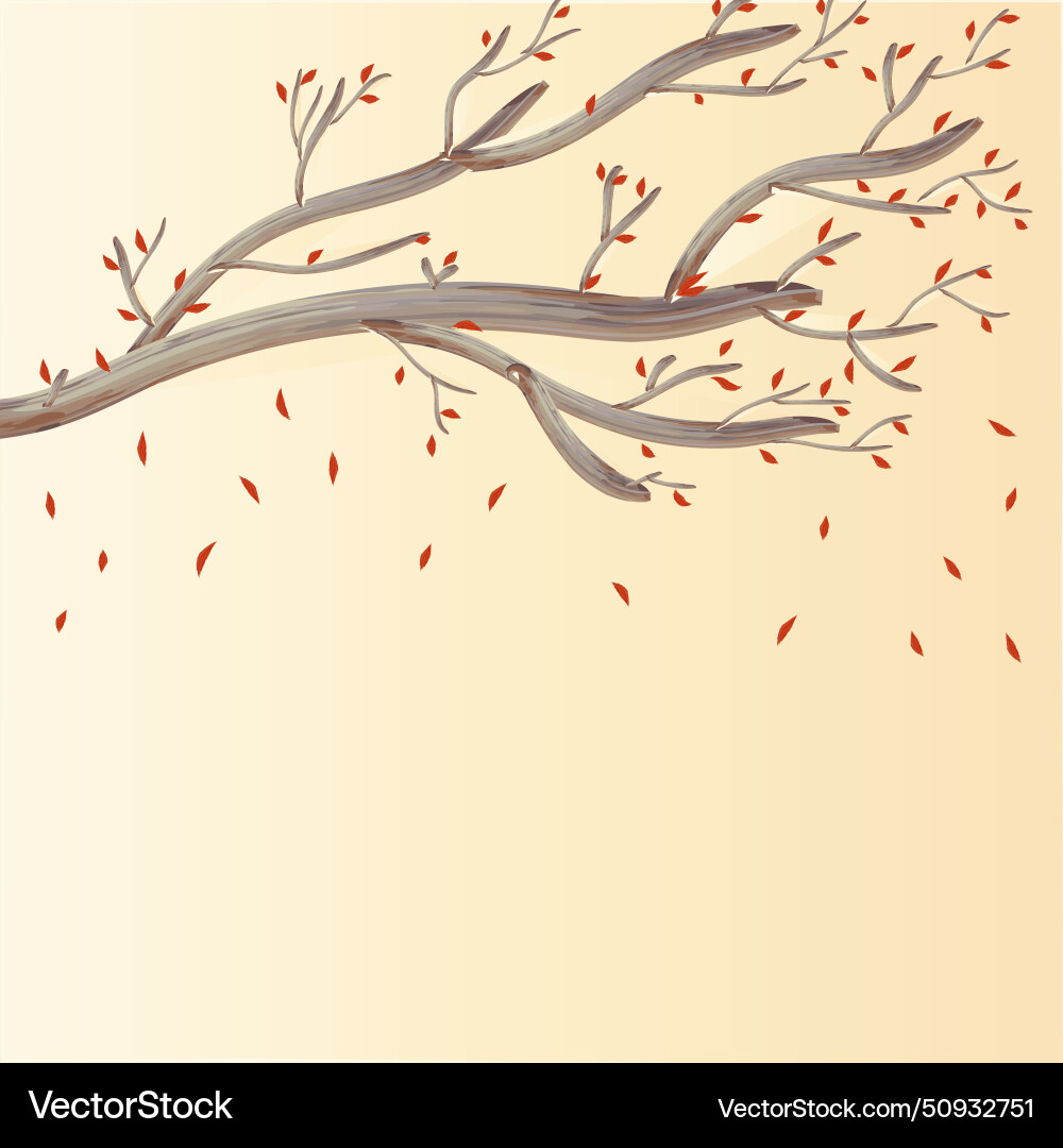 Tree with red leaves falling Vector Image