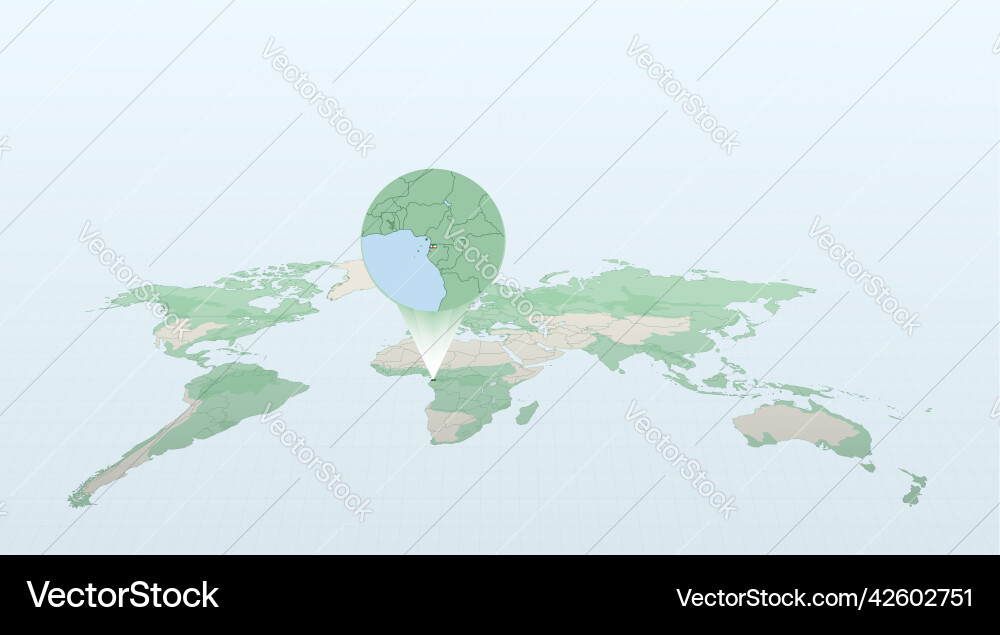 World map in perspective showing the location vector image