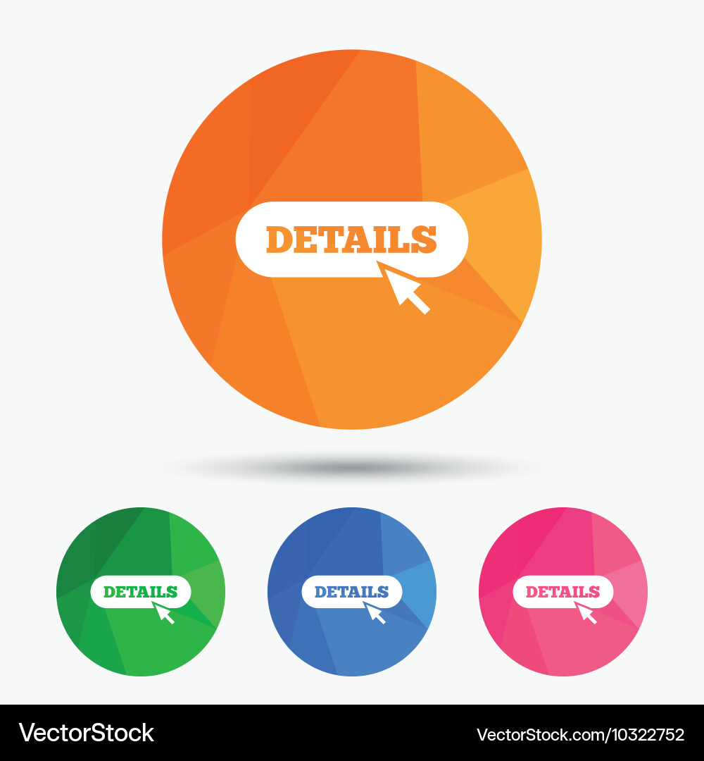 Details with cursor pointer icon more symbol vector image