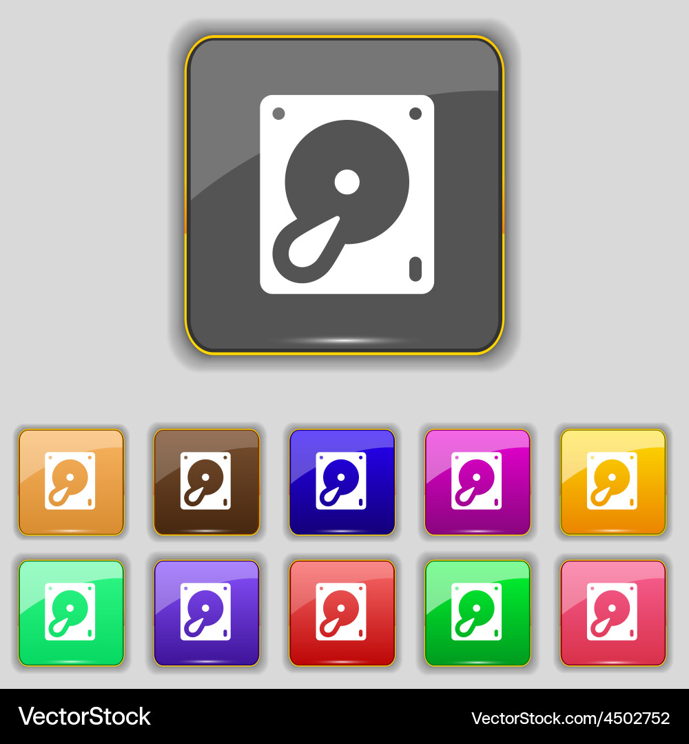 Hard disk and database icon sign set with eleven vector image