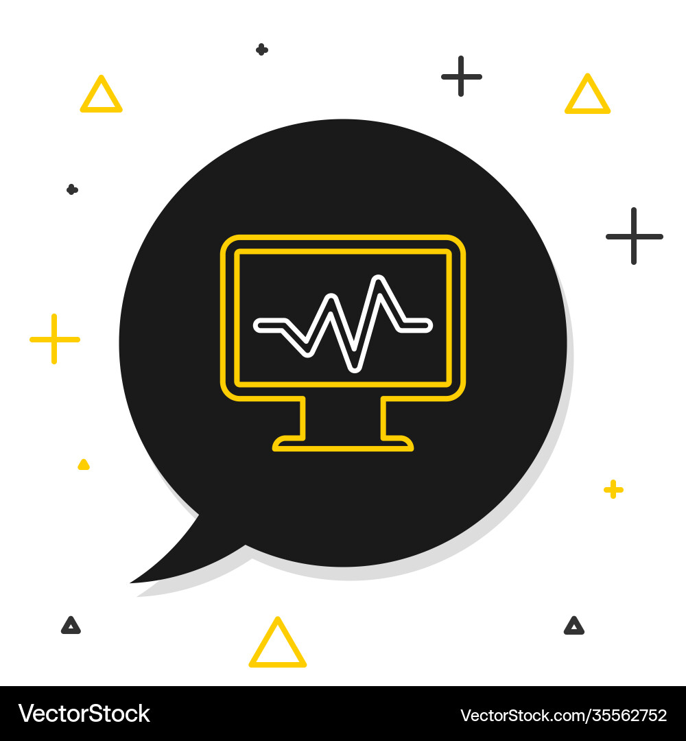 Line computer monitor with cardiogram icon Line computer monitor with cardiogram icon vector image