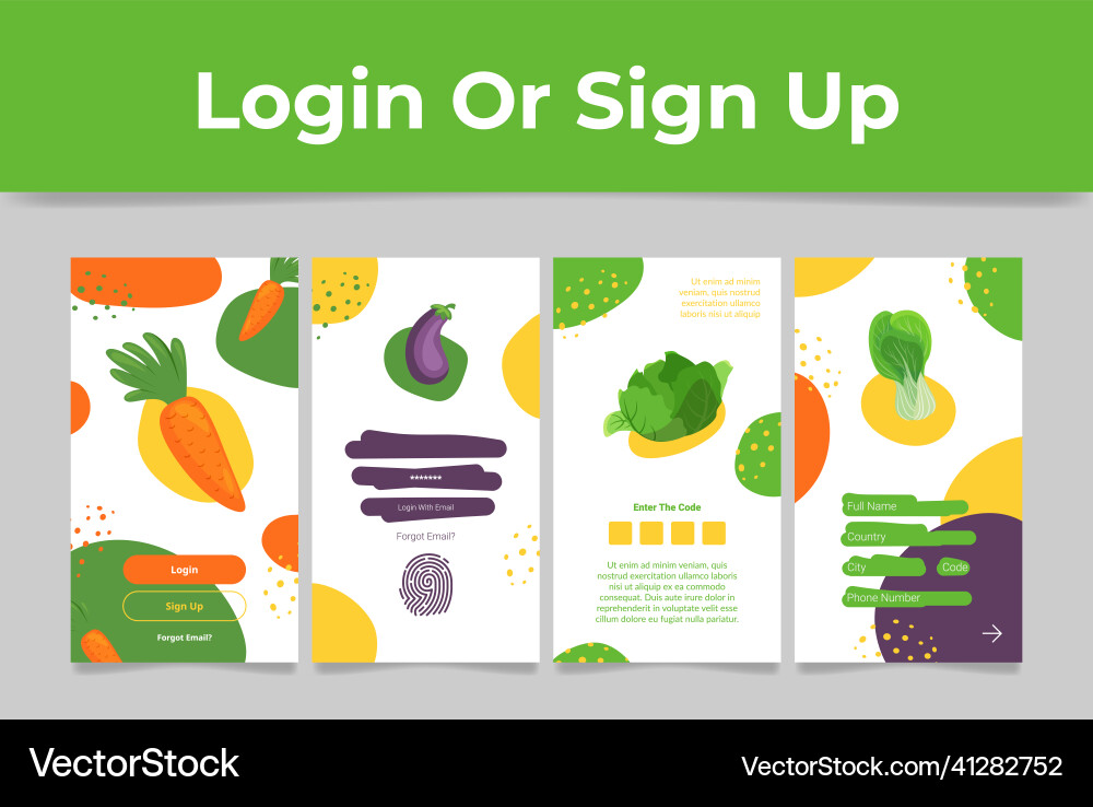Log in sign up mobile screen user interface Log in sign up mobile screen user interface vector image