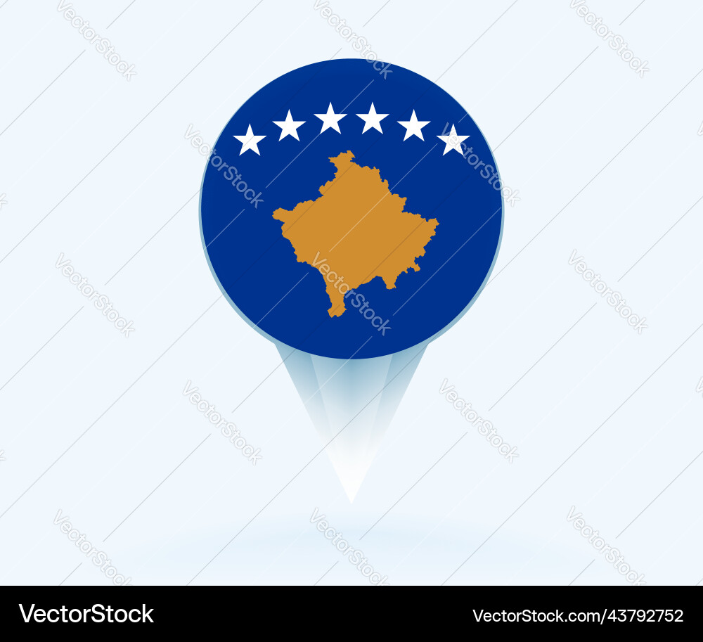Map pointer with flag of kosovo vector image