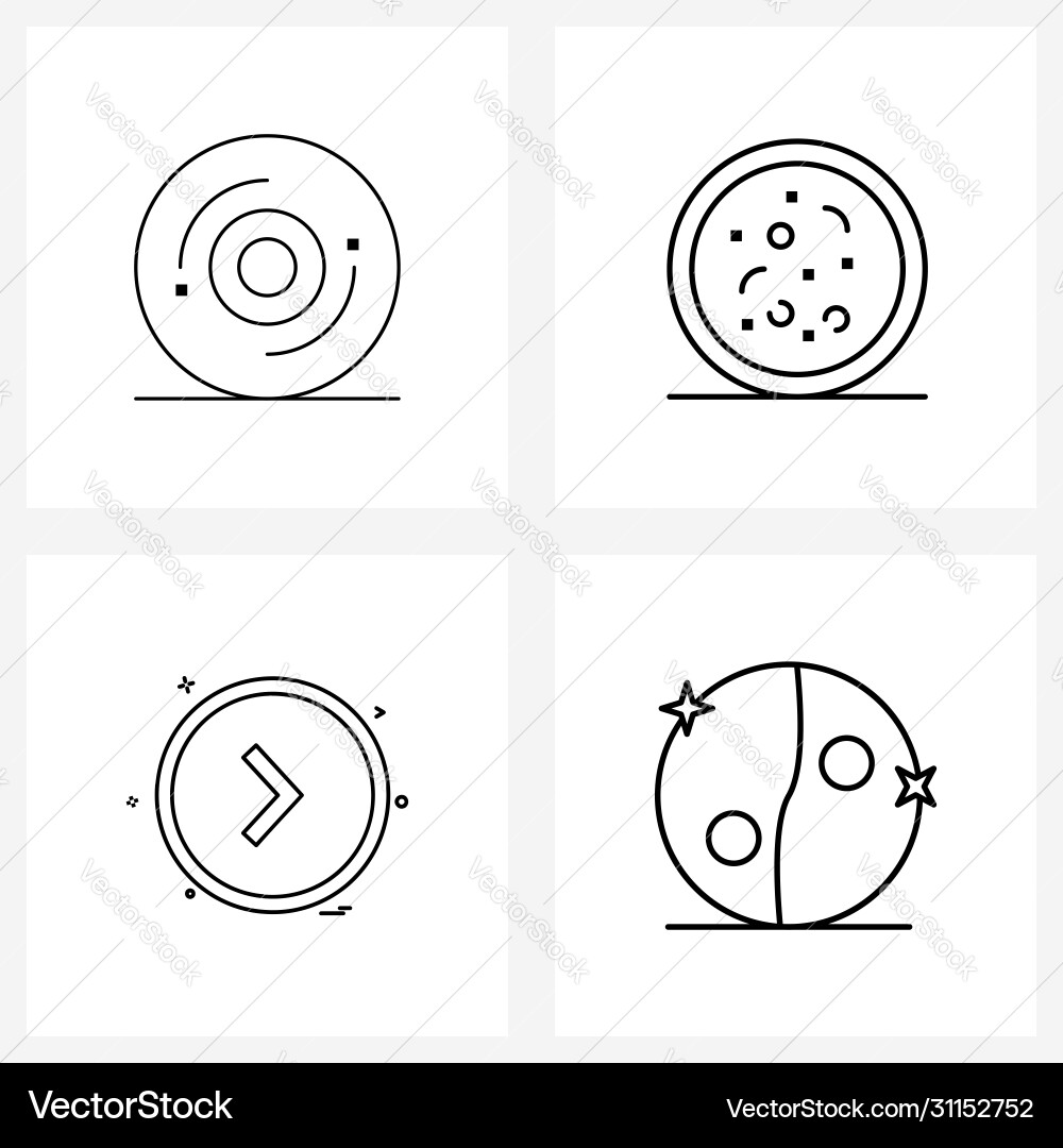 Modern line 4 simple icons cd pointer Vector Image