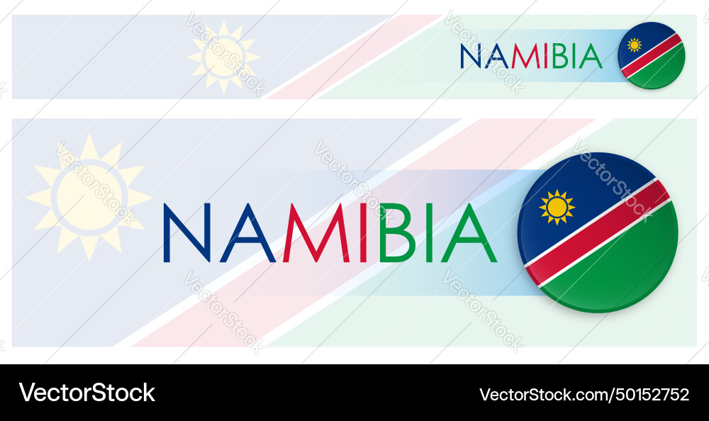 Namibia flag horizontal web banner in modern Namibia flag horizontal web banner in modern Vector Image