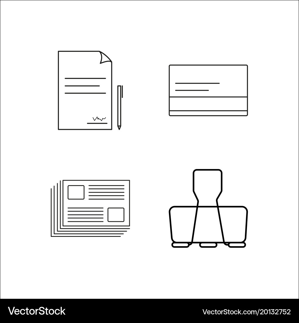 Office simple linear icon setsimple outline icons vector image