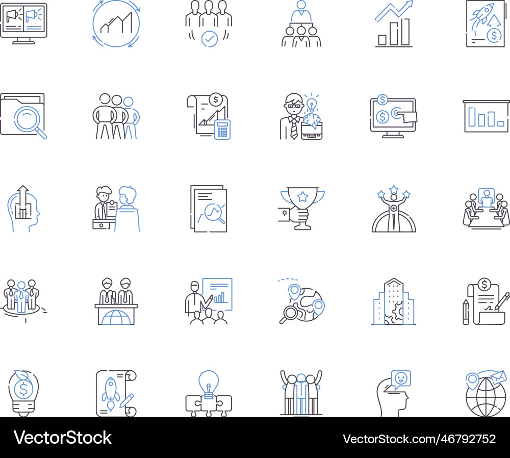 Operational data line icons collection analytics Operational data line icons collection analytics vector image