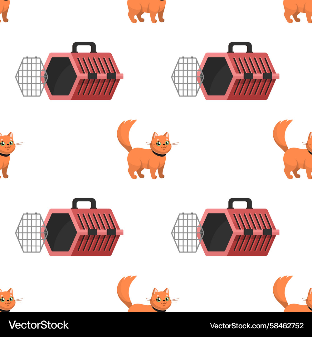 Red Cat and Carrier Pattern Vector Image