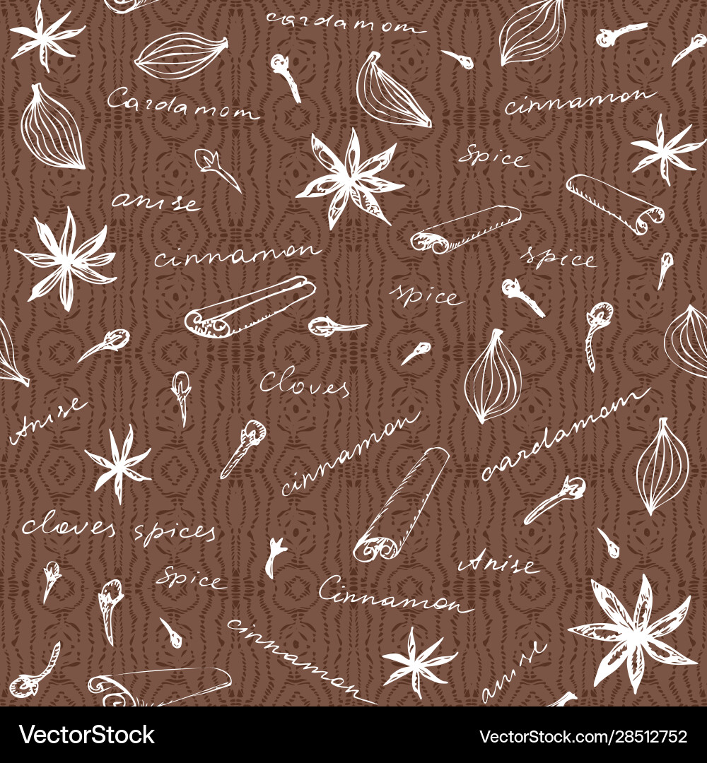 Seamless pattern with cinnamon image Seamless pattern with cinnamon image Vector Image