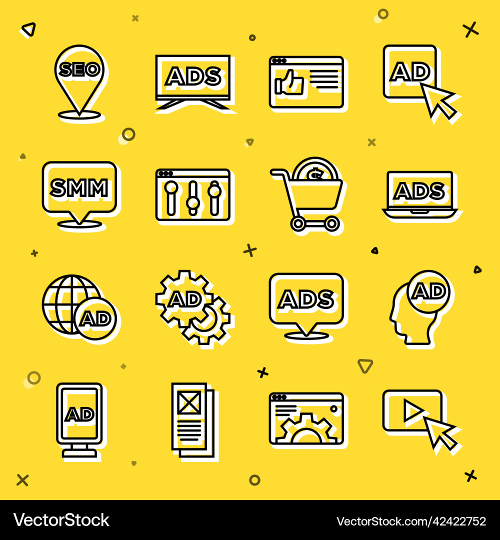 Set line advertising browser window setting Set line advertising browser window setting vector image