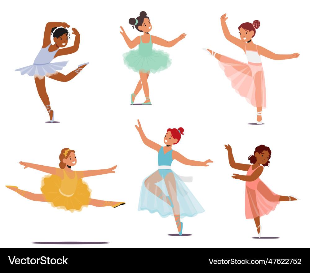 Set of graceful little ballerina girl characters Set of graceful little ballerina girl characters vector image