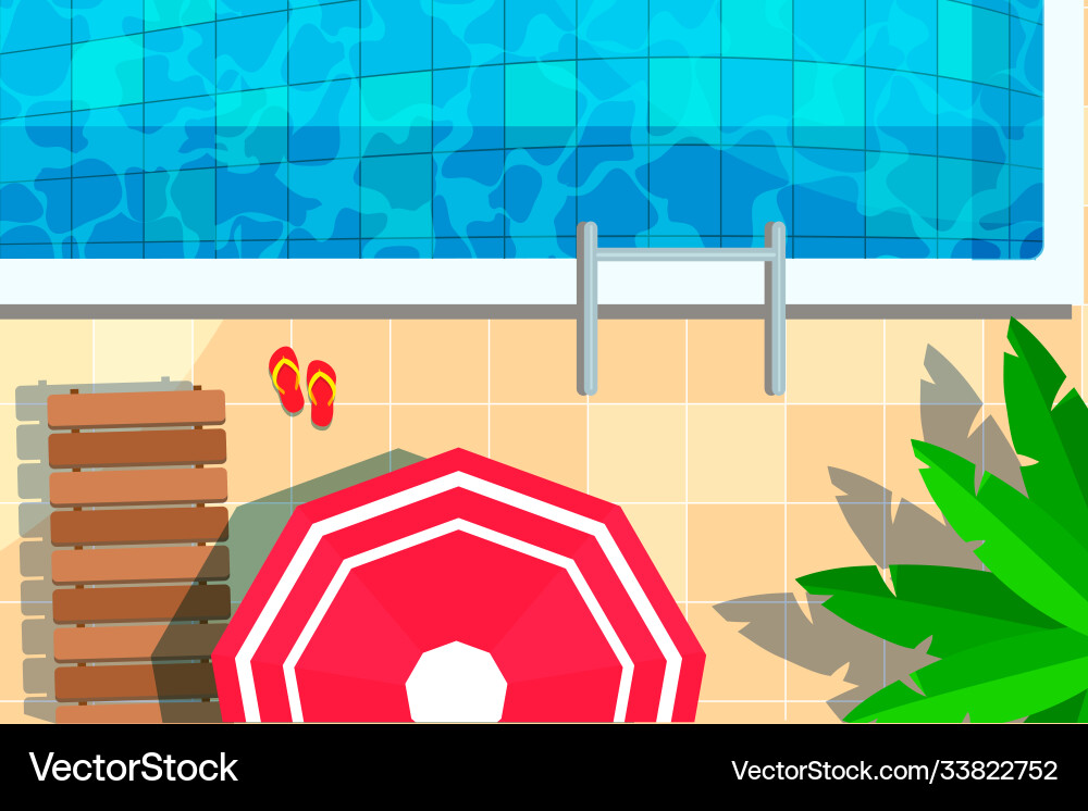 Swimming pool in top view background rest Swimming pool in top view background rest Vector Image