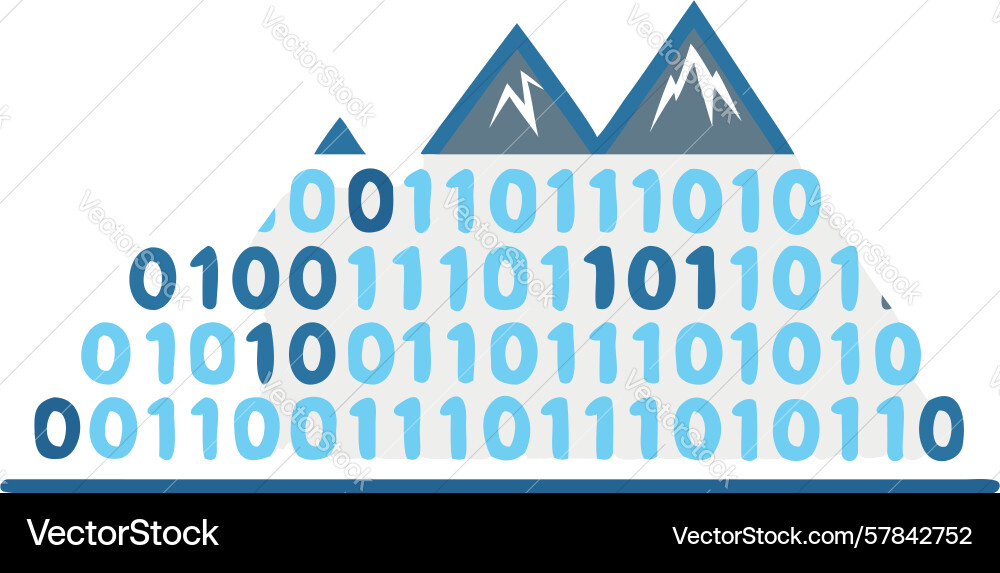 Tech mountain network icon digital data flow vector image