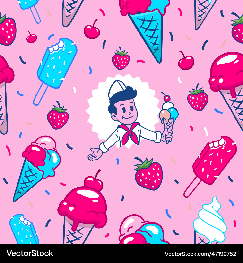 Vintage Ice Cream Pattern Vector Image