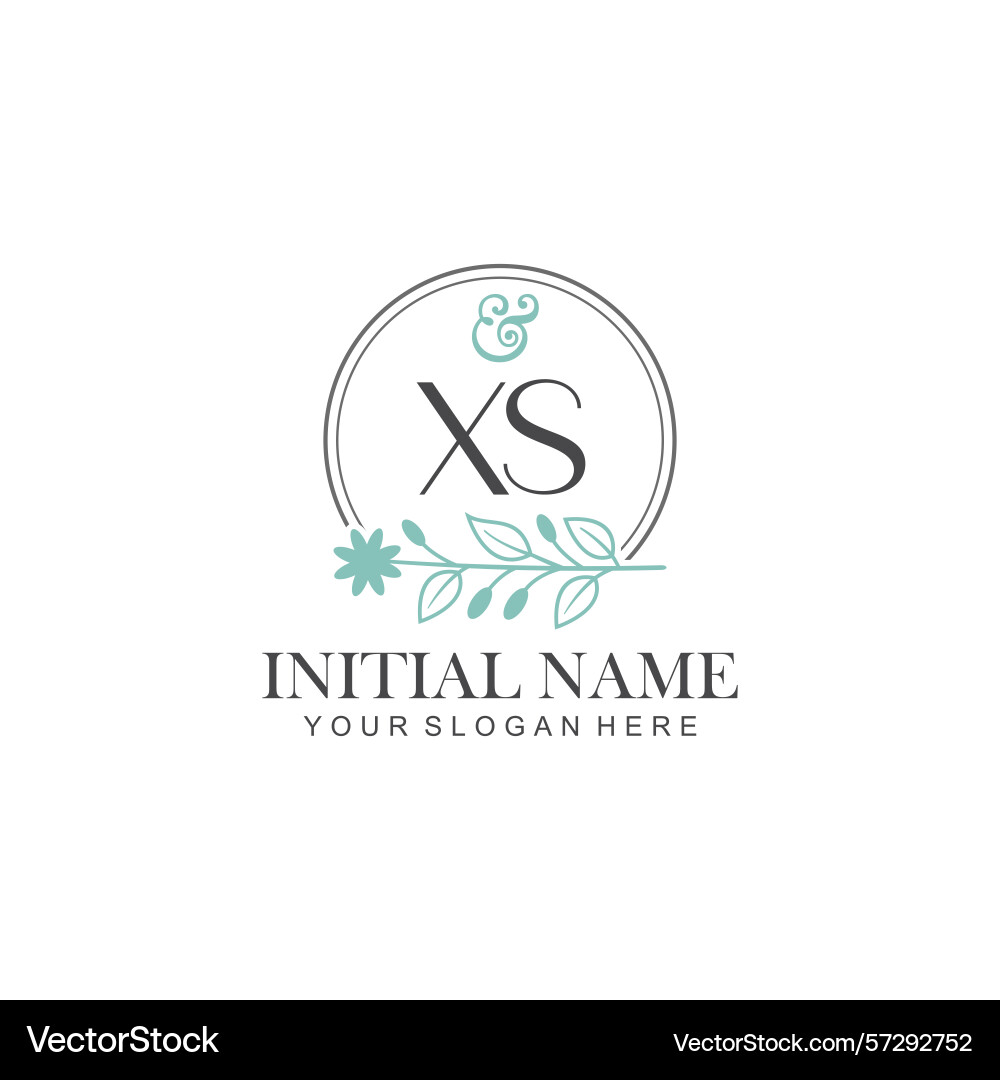 Xs initial logo templates with botanical elements Vector Image