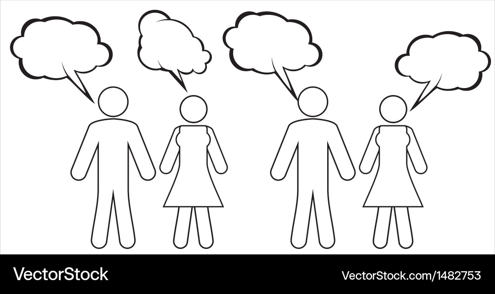 A group of characters is having discussion vector image