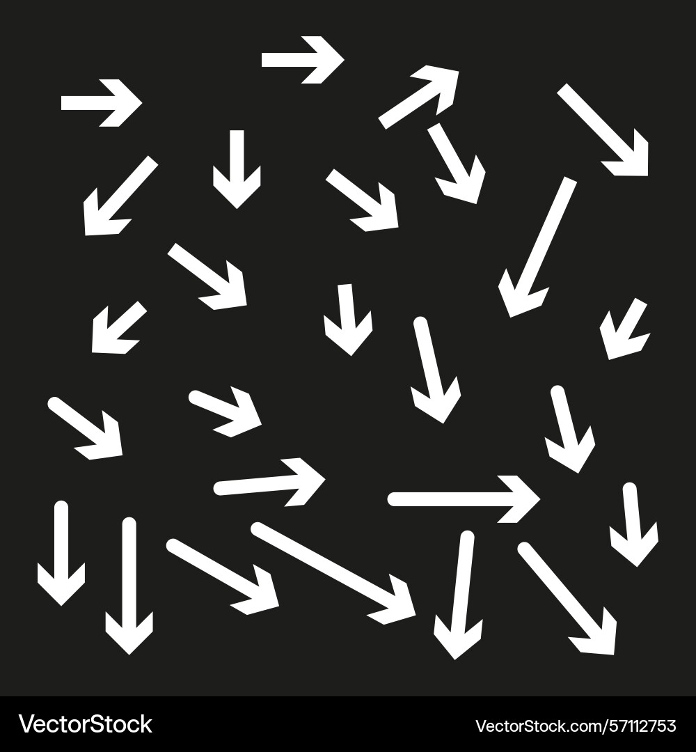 Arrow icons set white direction shapes pointer Vector Image