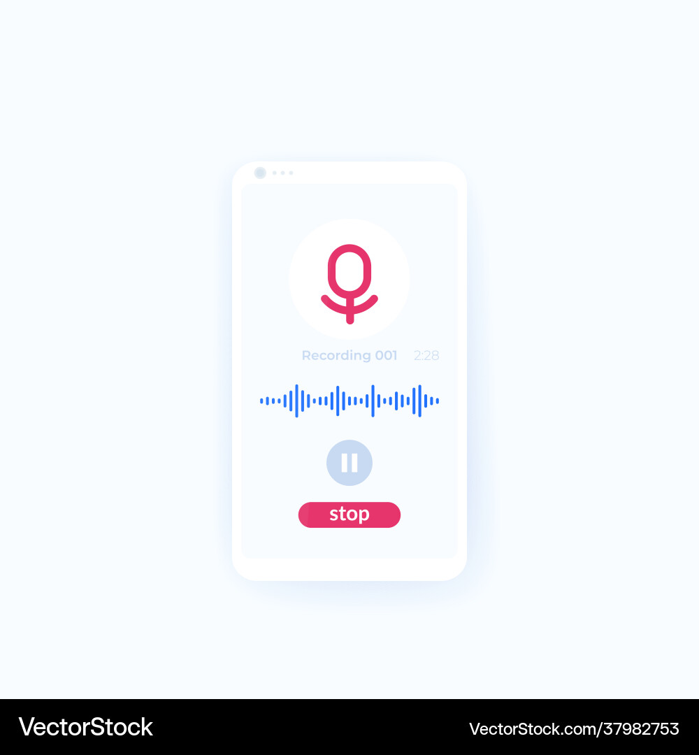 Audio recording app mobile ui recorder in phone Vector Image