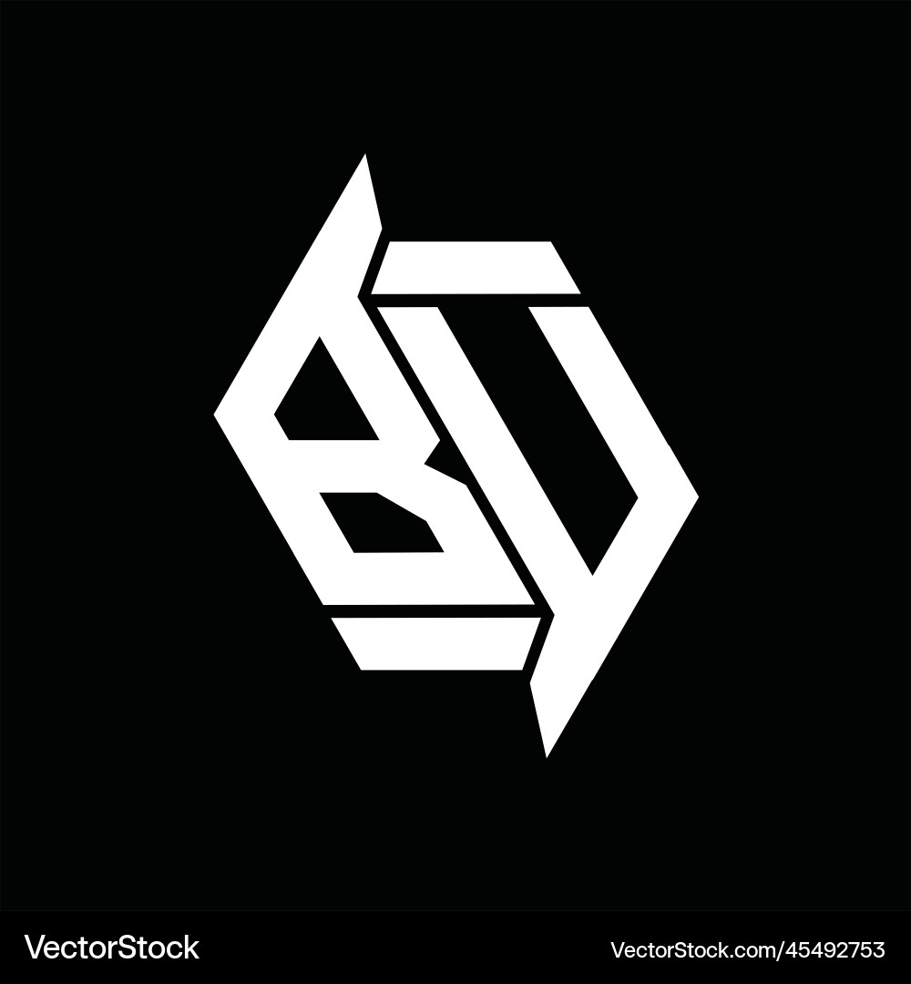 Bu logo monogram hexagon abstract shape images Bu logo monogram hexagon abstract shape images Vector Image