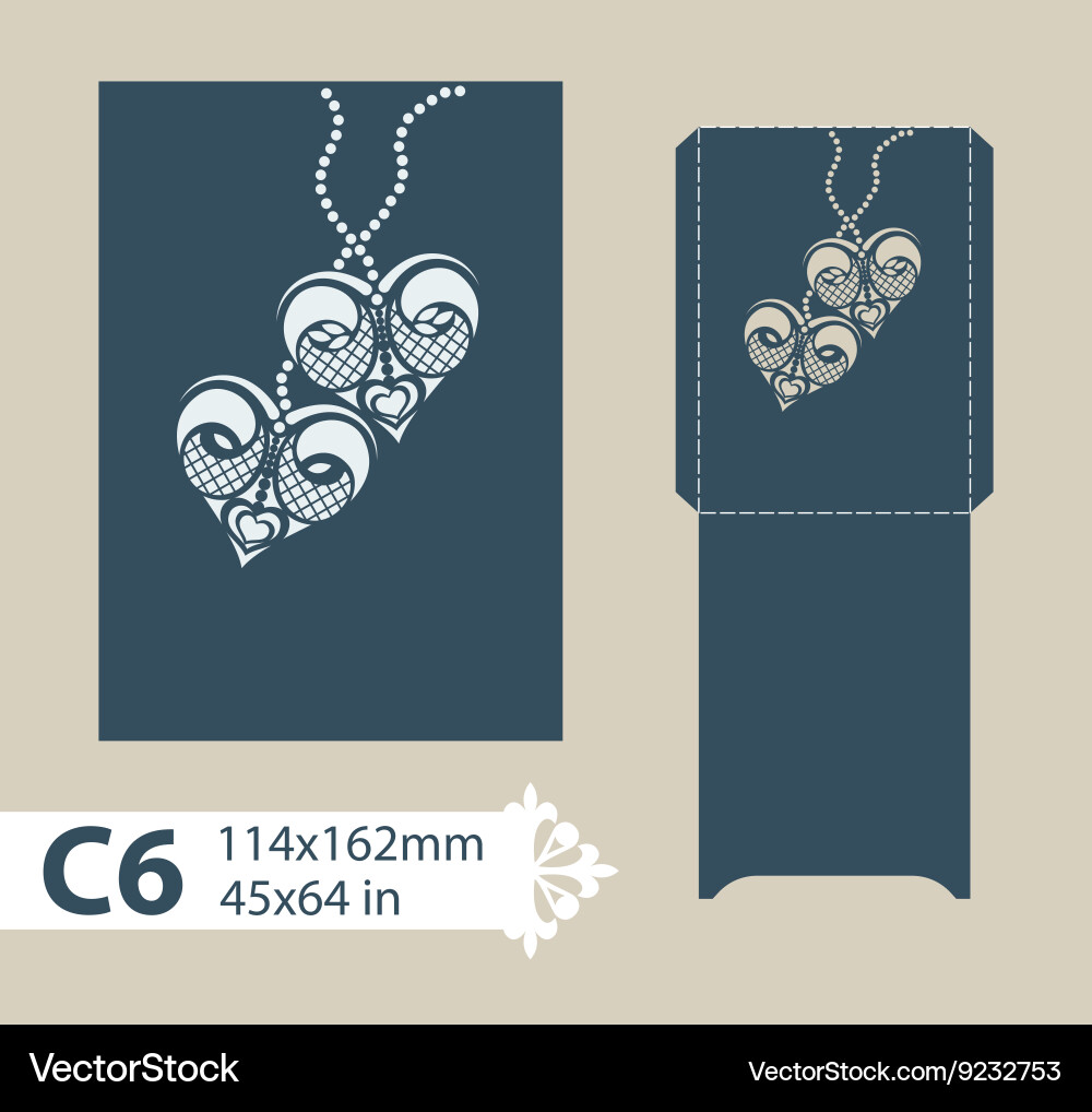 Carved Openwork Envelope Template Vector Image