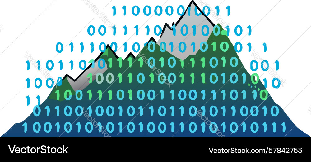 Cloud computing mountain icon data processing vector image