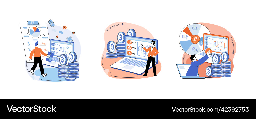 Cryptocurrency bitcoin mining metaphor blockchain Cryptocurrency bitcoin mining metaphor blockchain vector image