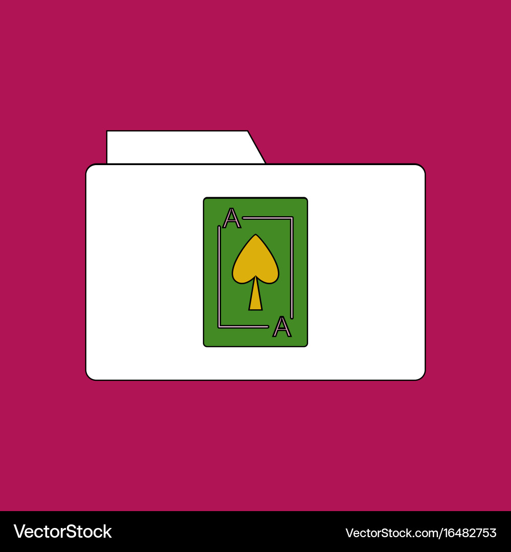 Flat icon design collection playing card on folder vector image