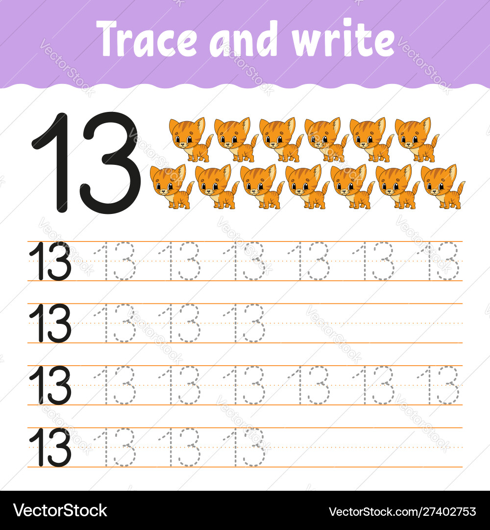 Handwriting Practice: Trace & Write Numbers vector image