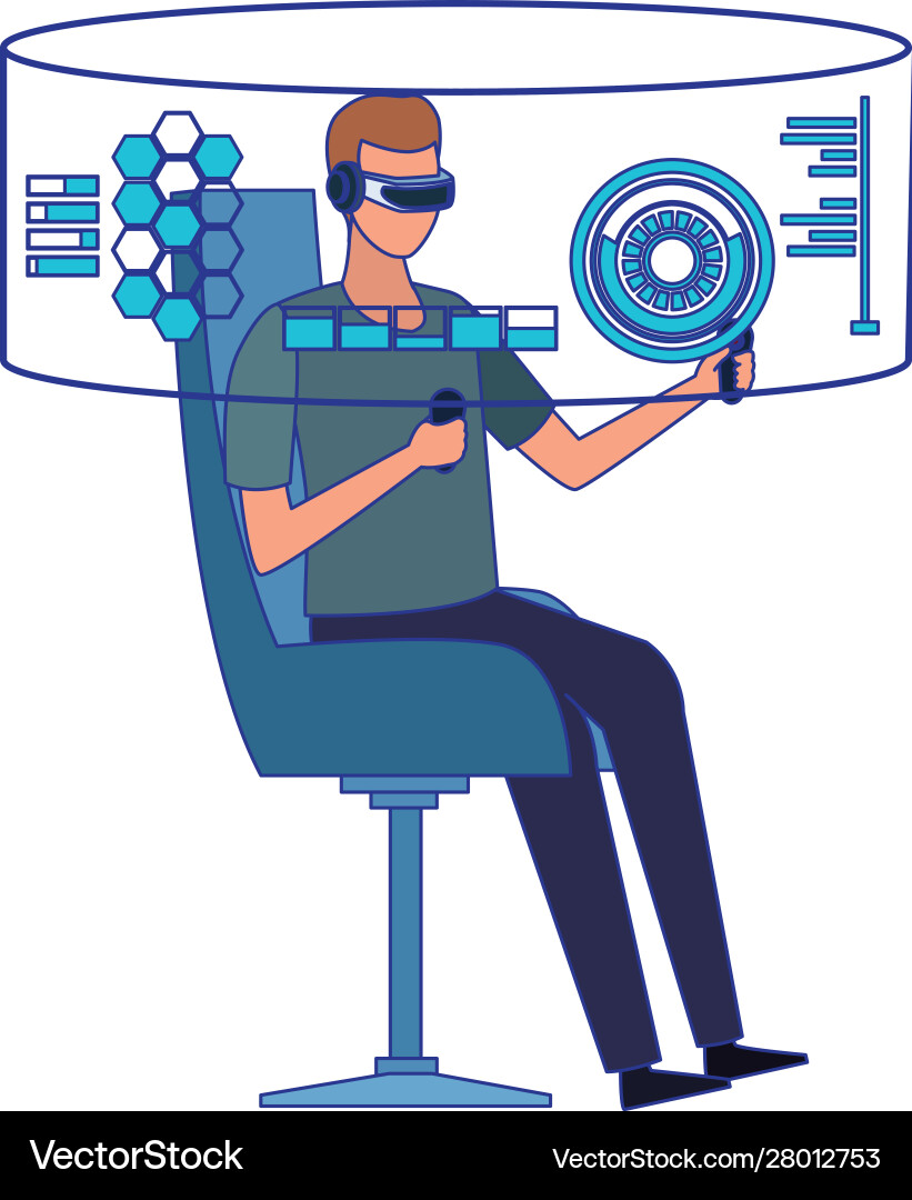 Man using technology augmented reality vector image