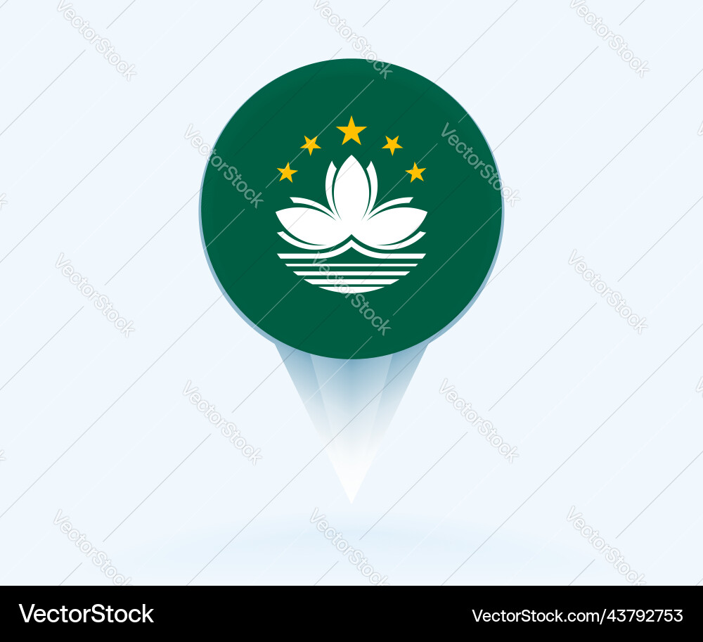 Map pointer with flag of macau vector image