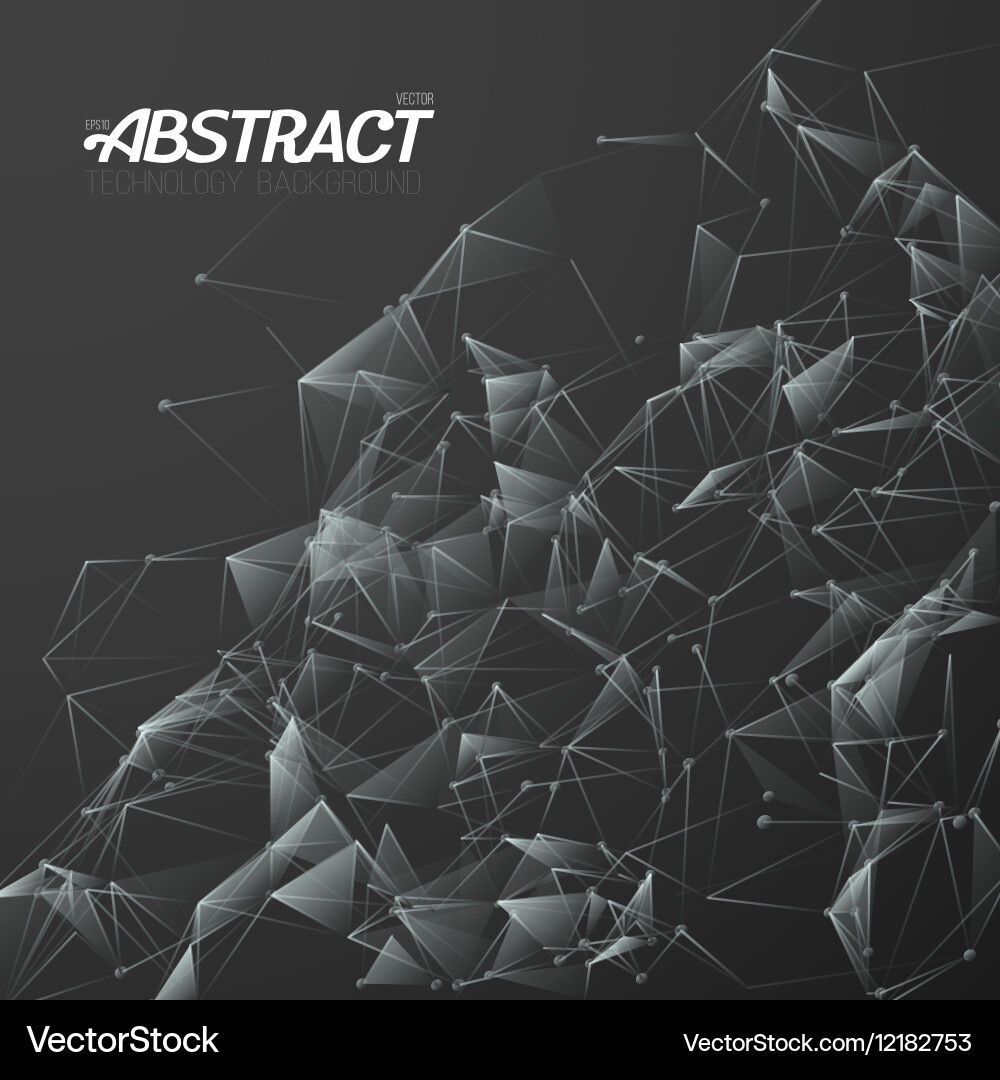 Plexus style fractal polygonal template vector image