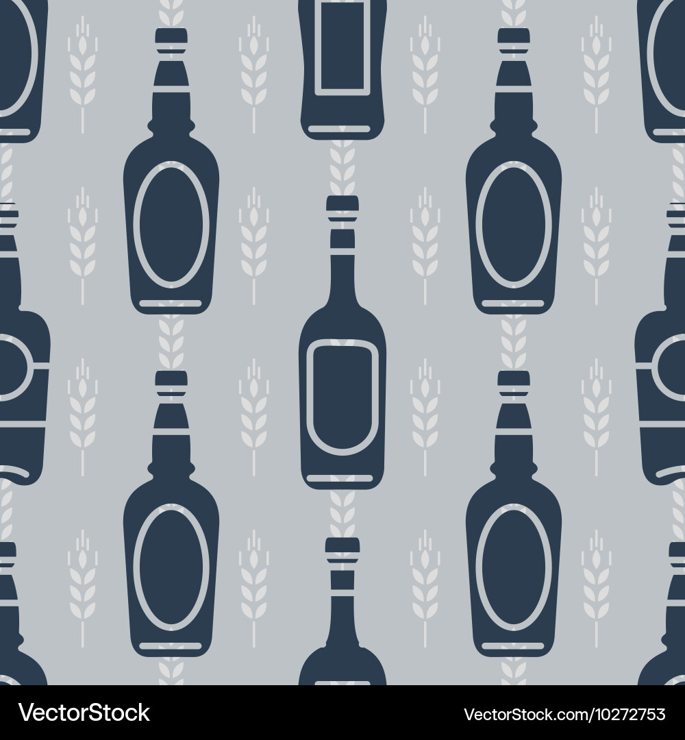 Seamless pattern with beer bottles vector image