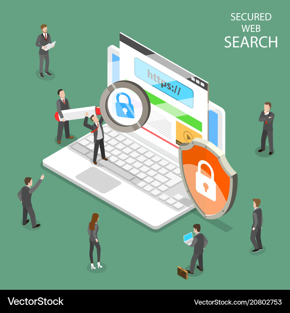 Secure Web Search Flat Isometric vector image